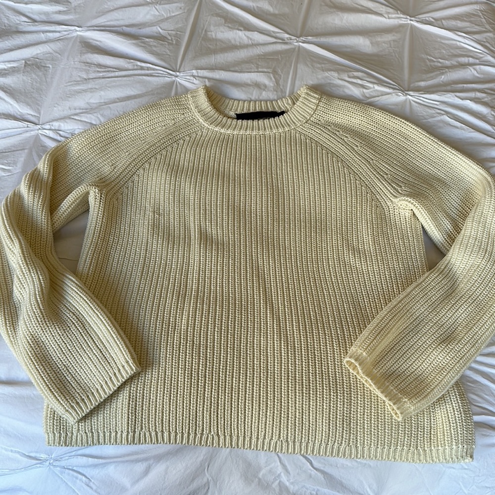 Jenni Kayne XS Cotton Fisherman Sweater in Ivory